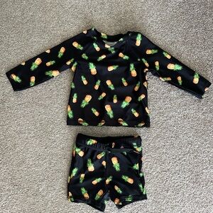 Old Navy Pineapple Print Black Swim Set